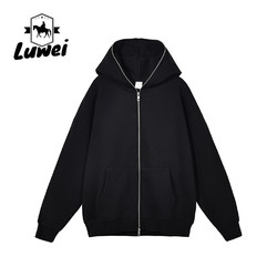 Winter Heavy Zip Up Cotton Hoodie Custom Embroidery Joggers Sweatshirts