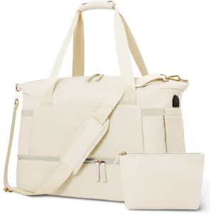 Women Overnight Weekender Tote Bags With Charging Port and Shoe Compartment