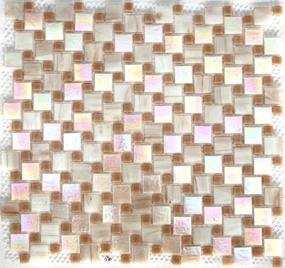 Buy bathroom backsplash tile aluminum mix glass mosaic tile LAR004 at wholesale prices