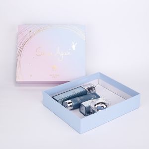 Pink Blue 300gsm Art Paper Custom Luxury Apparel Boxes Hot Stamping