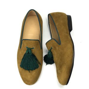 Quality Yellow Mens Velvet Loafers Shoes Customized Pointed Toe Leather Loafers for sale
