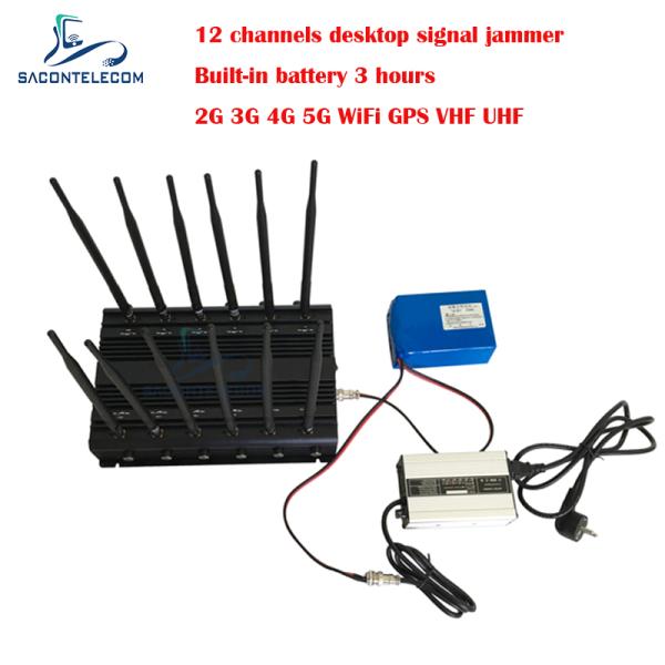 Desktop Mobile Phone Signal Jammer 34w 2G 3G 4G 5G GPSL1 L2 L5 WiFi VHF UHF 12 Antennas
