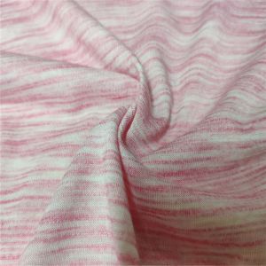 China Polyester / Rayon 30s Tr Stretch Jersey Fabric Pink And White 160cm Width on sale