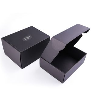 Black Custom Flat Shipping Mailer Boxes With Custom Design