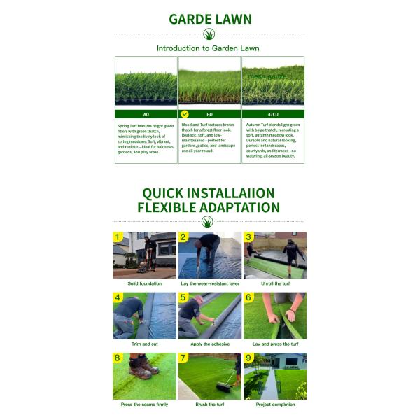 Artificial Grass for Garden Decoration Fake Grass Synthetic Turf UV Resistant Easy Install