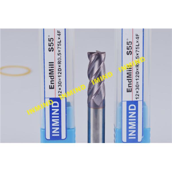 10mm/12mm Corner Radius end mill upto HRC65 4 Flute high hardness R0.5 Corner TiSiN Coating