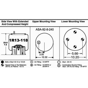 1R13-118 Rolling Lobe Airbag Truck Air Springs For HENDRICKSON C20127
