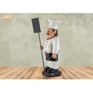 Chef Tabletop Statue Polyresin Chef Figurine Wooden Chalkboard Resin Chef