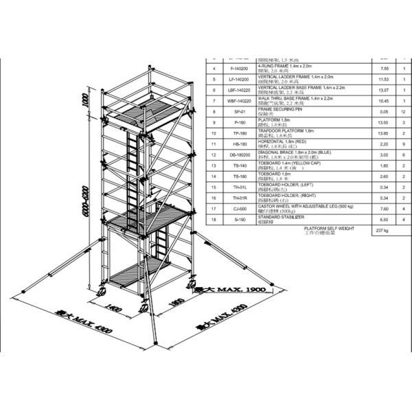 Buy Stable Steel Scaffolding Systems Aluminum Mobile Lightweight Scaffold Tower at wholesale prices