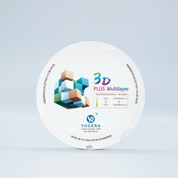 3D Plus Multilayer 43% -57% 6 Layers 3D Zirconia Dental Block Disc CAD CAM 95mm