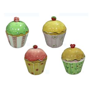 Hand Painted Sweet Cupcake Trinket Box / Covered Box Ceramic Dolomite Stoneware
