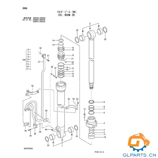 ZX200-3 ZAX200-3 Hydraulic Boom Cylinder 4664871 For Hitachi Hydraulic Parts