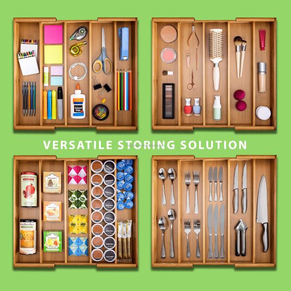 Convenient Bamboo Drawer Organizer for Household Sundries Storage 35.6 x 27.9 x 6.4 cm