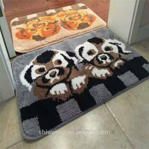 Dog pattern cut pile bath floor mat