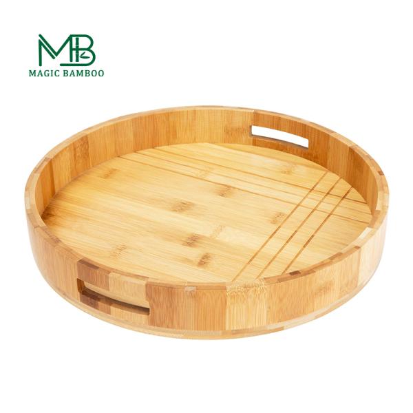 Customized Round Bamboo Circular Tray Serving For Kitchen Living Room Decoration