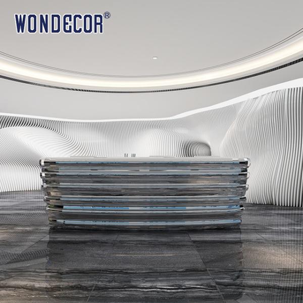 Buy Silvery Luxury Reception Desk Commercial Modern Reception Counter at wholesale prices