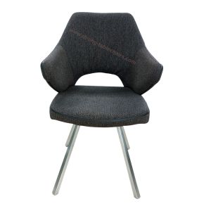 Fabric Upholstered Stainless Steel Dining Chairs Stylish Brushed Coned Legs