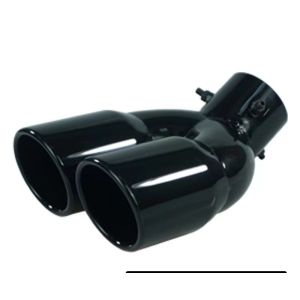 China Black Painted Automotive Exhaust Tips Angle Cut Double Layer on sale
