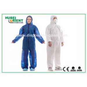 Approved ISO/CE Hooded Disposable Protective Coverall With Elastic Wrist / Ankle