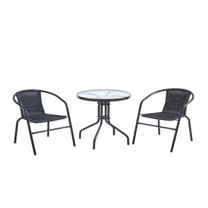 Modern Outdoor Furniture Rattan Material Dining Garden Sets With Steel Frame