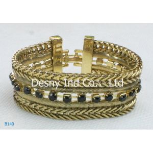 Lovely OEM / ODM metal bangles with antique silver plated and rhinstone