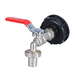 Plastic Connector S60X6 1/2" Double Faucet for Garden IBC Tank Adapter Tap Brass