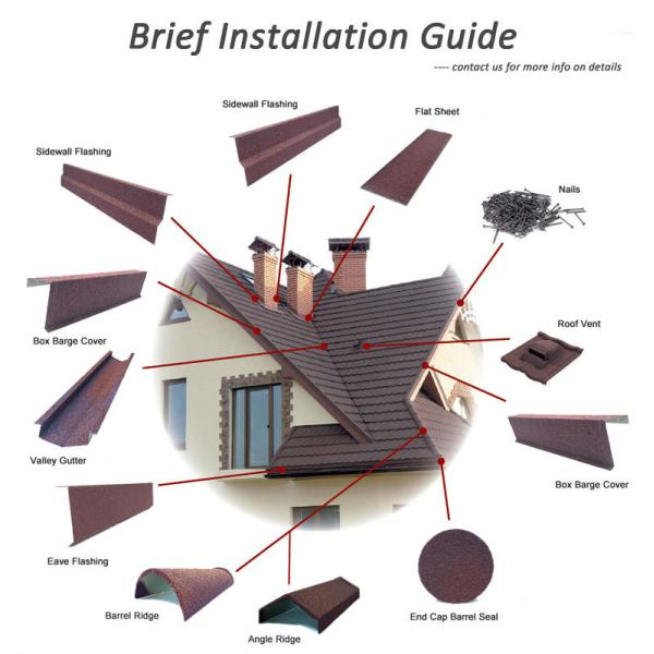 Durable Zinc Stone Coated Roof Tiles 0.4mm Thickness