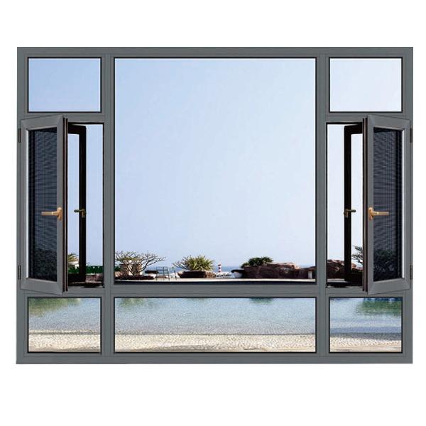 Level 8 Air Tightness Black Aluminum Alloy Casement Windows for Customized