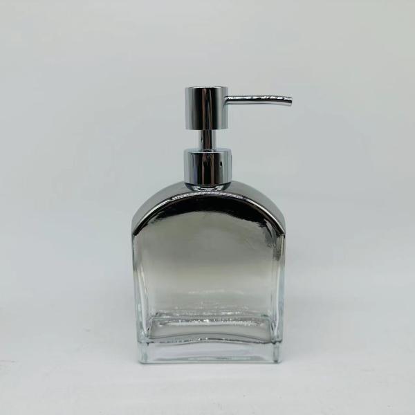 Grdient black glass bathroom accessories square and rectangular shape luxury bath accessories toilet brushes hand soap dispenser