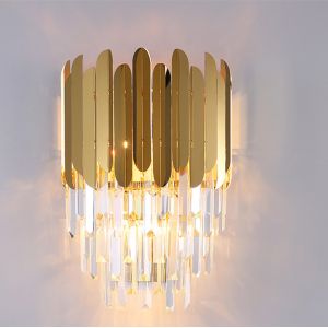 Bedside Livingroom Decoration LED Sconce Lamp Bathroom Home Light Crystal Golden