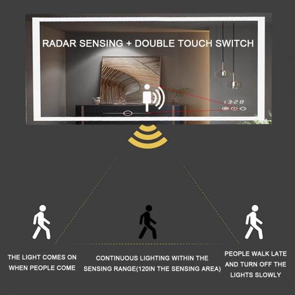DC12V 5A 60W Time Temperature Display Defogger LED Light Mirror Touch Sensor Stepless Dimmer Switch