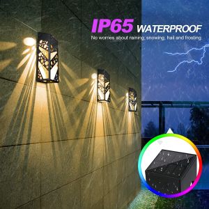 Constant Bright Solar Powered Garden Wall Lights With 2 Mode RGB For Fence