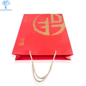 Red Foil Stamping Gift Bags With Handles Reusable Sturdy Gift Bags