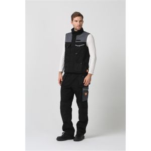 Spring Black Work Vest wirh canvas 6535 fabric two color stitching multi pockets