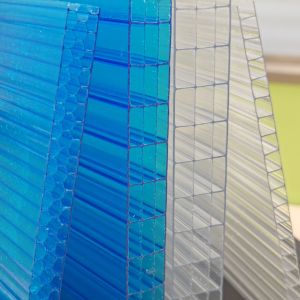 14mm Blue Four Layer Polycarbonate Sheet With Self-extinguishing And UV