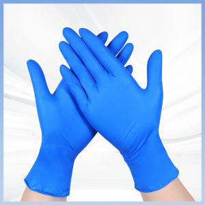 China Disposable 9 Inch Blue Nitrile Gloves Acid And Alkali Resistant on sale