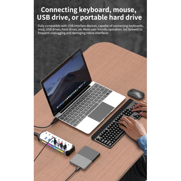 Customized Logo Accepted Speed USB 3.0 Hub with 7 Ports and Aluminum Alloy Design