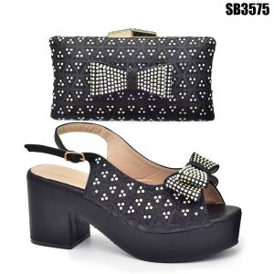 Supoo SB3575 Nigerian High Heel Shoes and Matching Bags for African Wedding