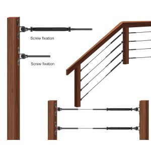 Heavy-Duty Black Cable Railing Kit with Adjustable Threads and Angle Base for