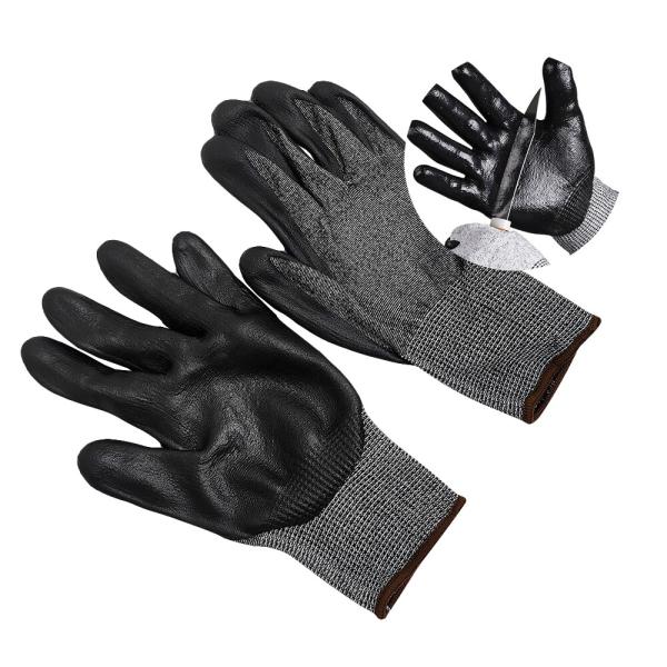 Black 18 Knitted Safety Work Glove Level 3 Cut Resistant Rubber Palm Coated