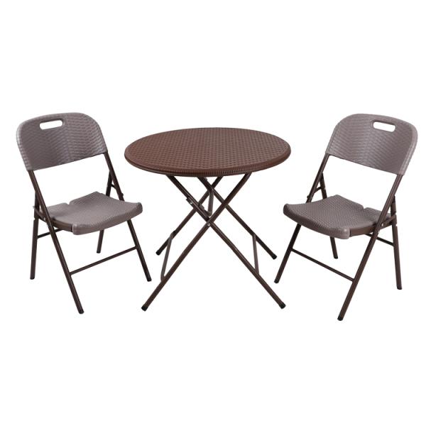 Outdoor Garden Patio Folding Portable Imitated Rattan Plastic Dining Chair Custom Logo