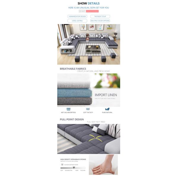 Encryption Doris Linen Sofa Fabric Pure Color 100% Polyester