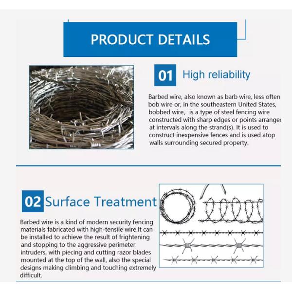 Anti Alkali Military Security hot dipped galvanized Barbed Wire Fencing
