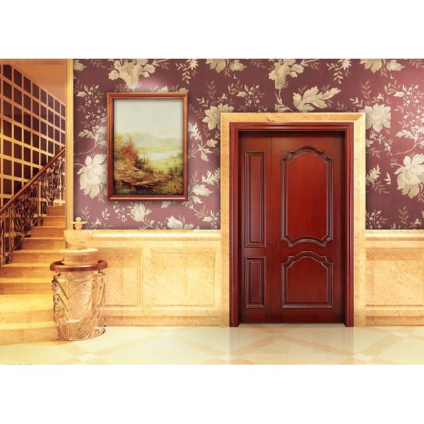 Single Flower Teak Solid Wood Internal Doors 85cm Width Moisture Proof