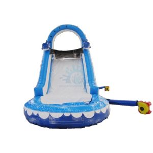 Mini Inflatable Water Slide With Double And Quadruple Stitching Blue And White