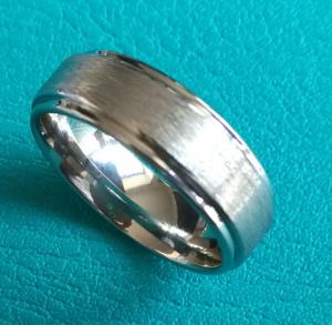China 8mm Cobalt Chrome Mens Brushed Stepped Edges Wedding Band Ring on sale