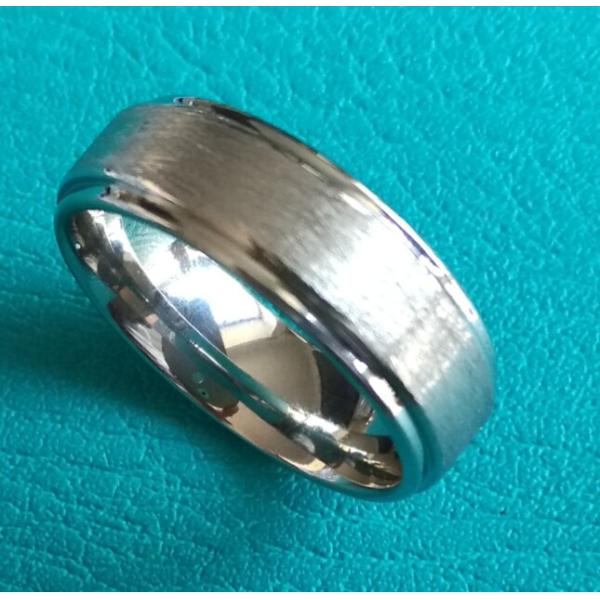 Buy 8mm Cobalt Chrome Mens Brushed Stepped Edges Wedding Band Ring at wholesale prices