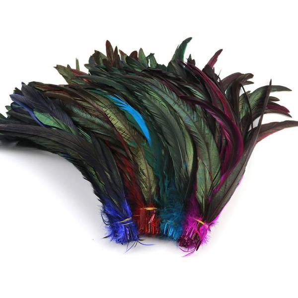 Unique Pattern Dyed feathers millinery supplies Rooster Tail Feather 8-10 inch