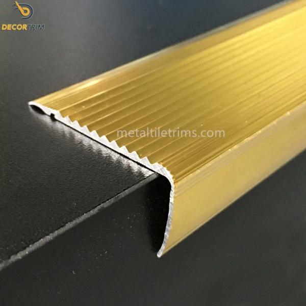 Buy Shiny Gold Stair Nosing Tile Trim Anti Slip For Decorative Tile Edging OEM at wholesale prices