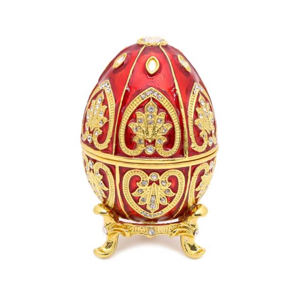 Red Egg Trinket Box Easter Egg Jewelry Box Russian Craft Collectible Easter Gifts Rrussian Faberge Egg jewelry box